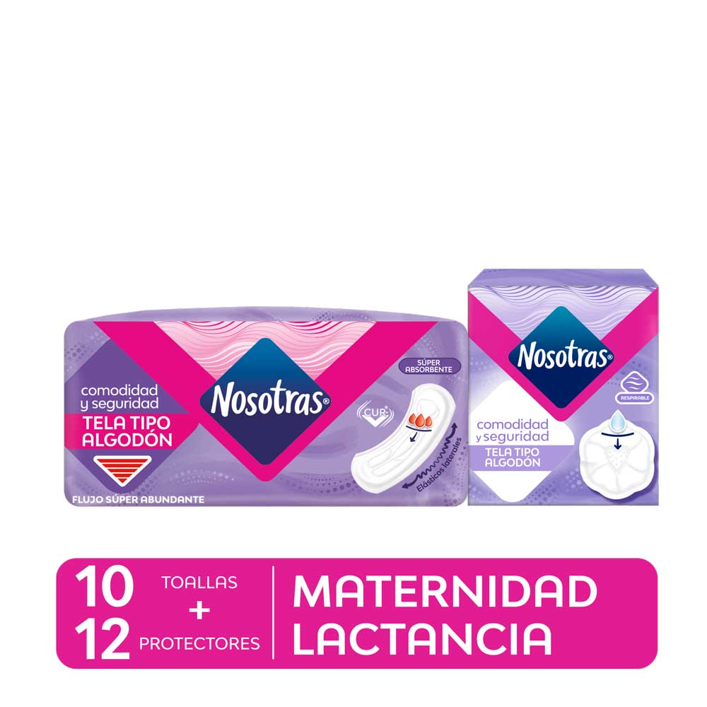 Nosotras Maternidad Pack x 10 Toallas Higiénicas + 12 Protectores